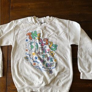 The 1975 official tour merch White Graphic Sweatshirt with Colorful Design small